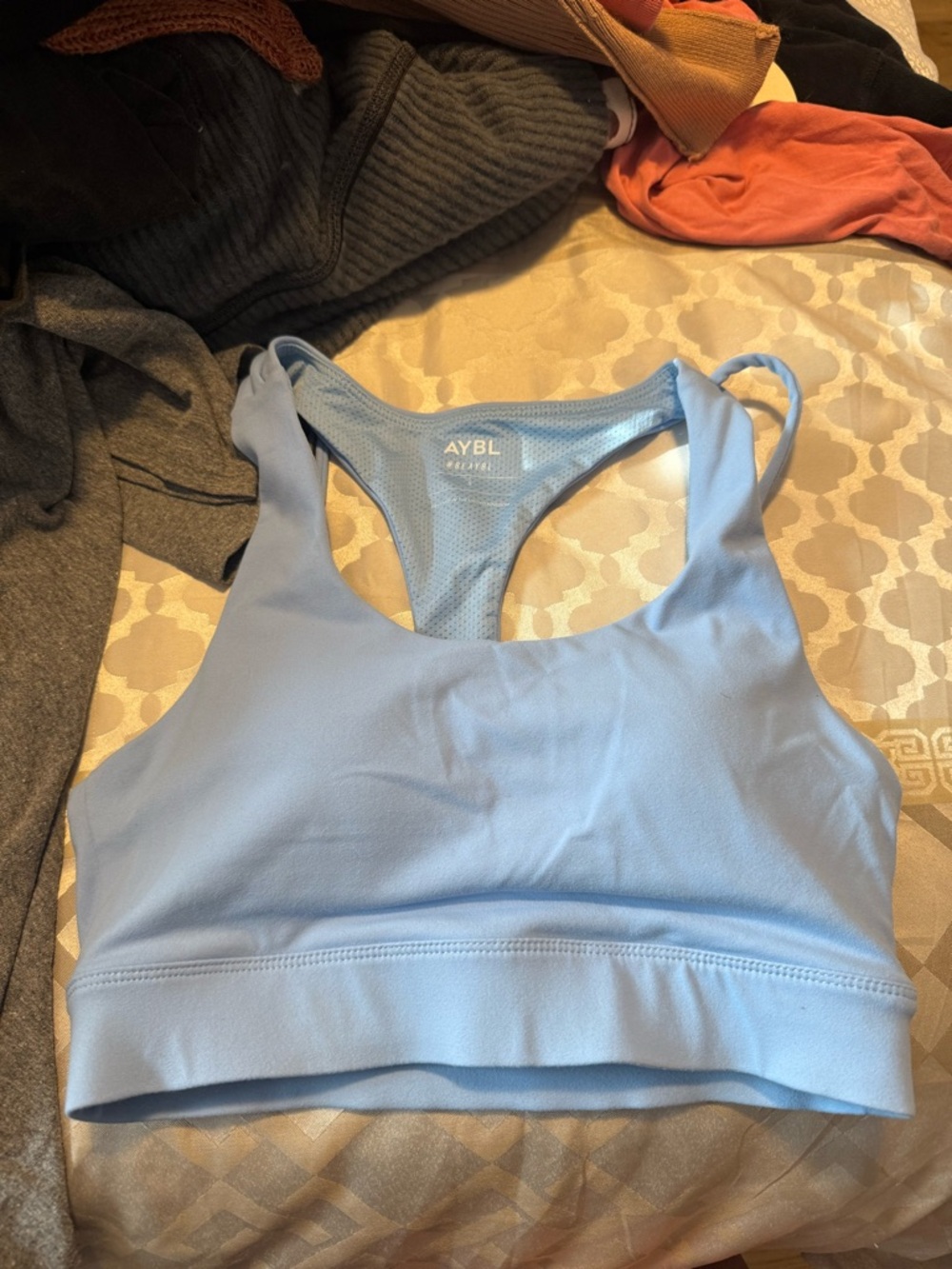 AYBL Sky Blue Racerback Sports Bra with Mesh Back